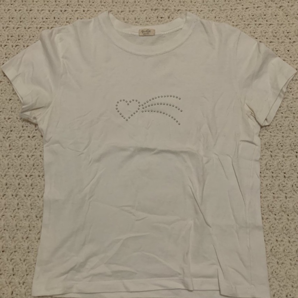 Brandy Melville White Rhinestone Tee